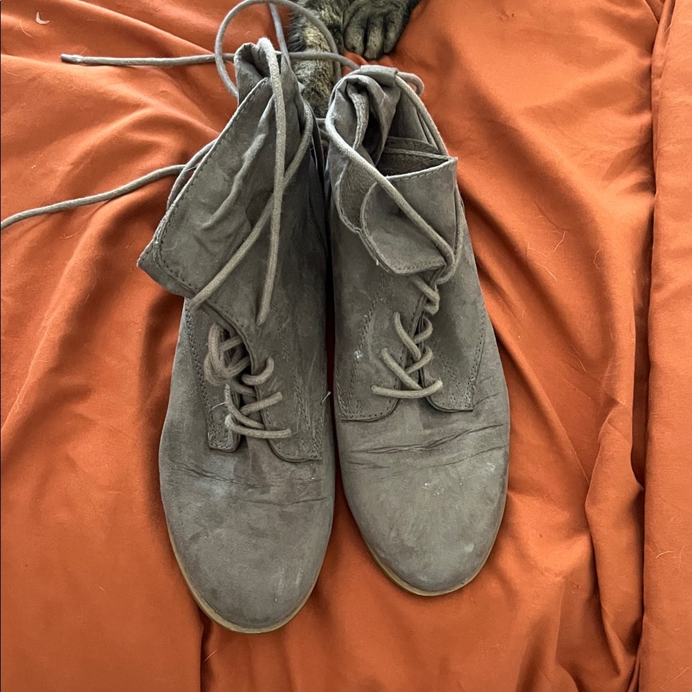 Forever 21 Charcoal Lace-Up Boots